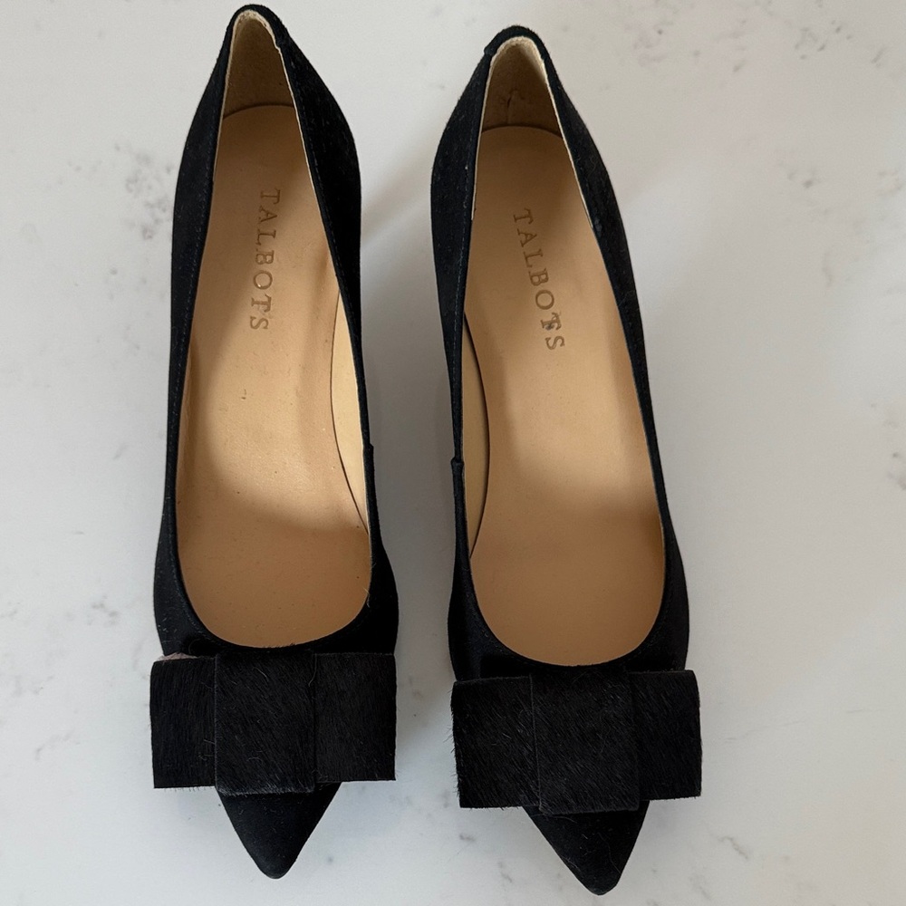 Talbots Black Heels with Bow Accent